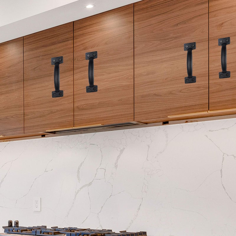 WEBI Rustic Gate Handle:Cast Iron Sliding Barn Door Handle,Vintage Gate Pull Handle Fence Cabinet Handles for Outdoor,Garage,Interior,Black,4 Packs - Image 3